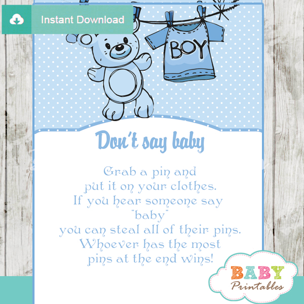 Blue Clothesline Baby Shower Games D151 Baby Printables