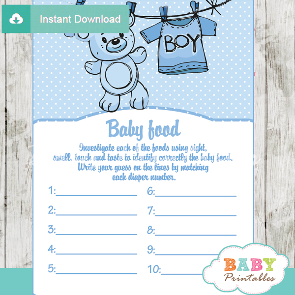 Blue Clothesline Baby Shower Games D151 Baby Printables