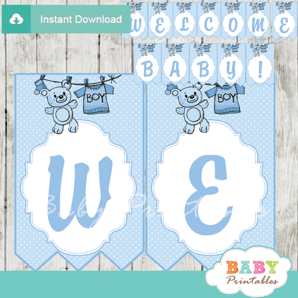 welcome baby printable baby boy clothes themed baby shower banner