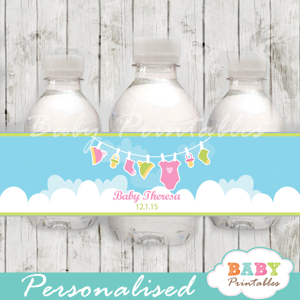 personalized baby girl clothesline baby shower bottle wrappers diy online