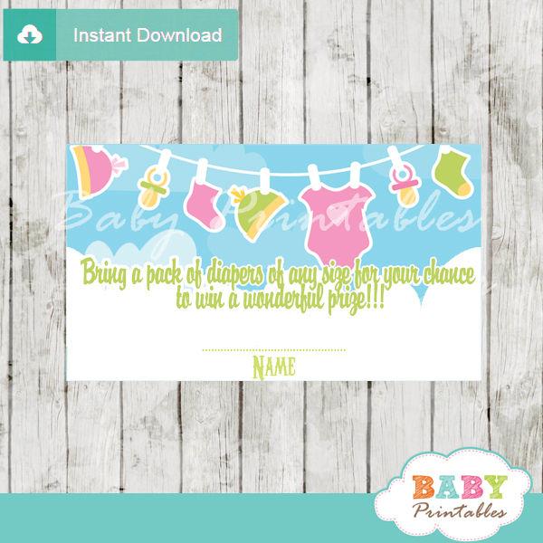printable pink baby girl clothes diaper raffle tickets baby shower