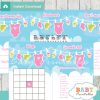 printable pink green clothes themed baby shower games package