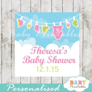printable baby girl pink green clothes baby shower gift labels