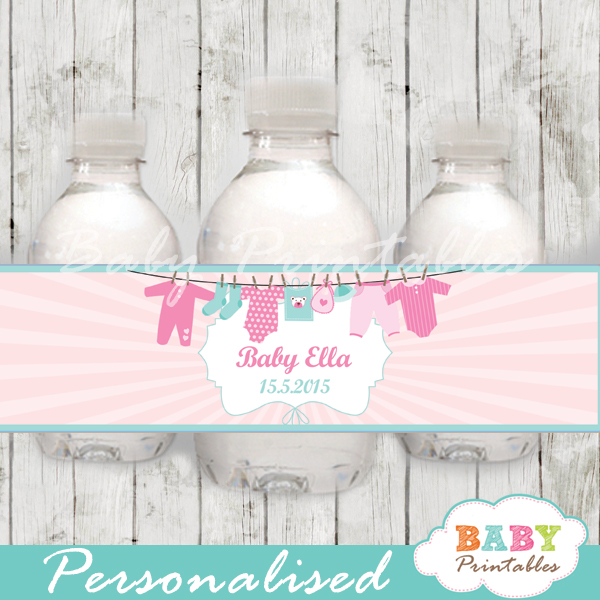 personalized pink baby girl clothes baby shower bottle wrappers