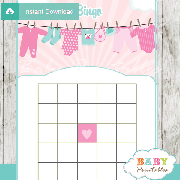 printable baby girl clothes themed baby shower bingo games cards