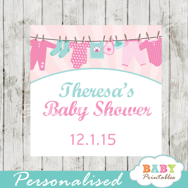 printable baby girl pink tiffany clothes baby shower gift labels