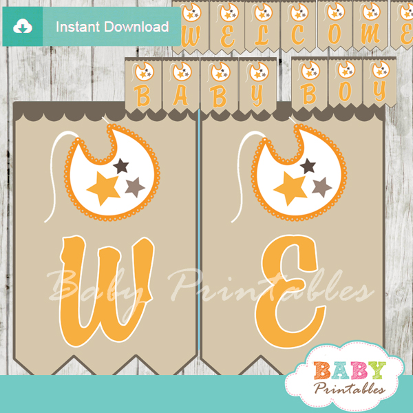 printable welcome baby boy decoration baby shower banner