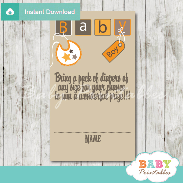 printable baby letter blocks diaper raffle game cards baby shower