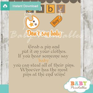 printable baby blocks letters theme Dont Say Baby Game pdf