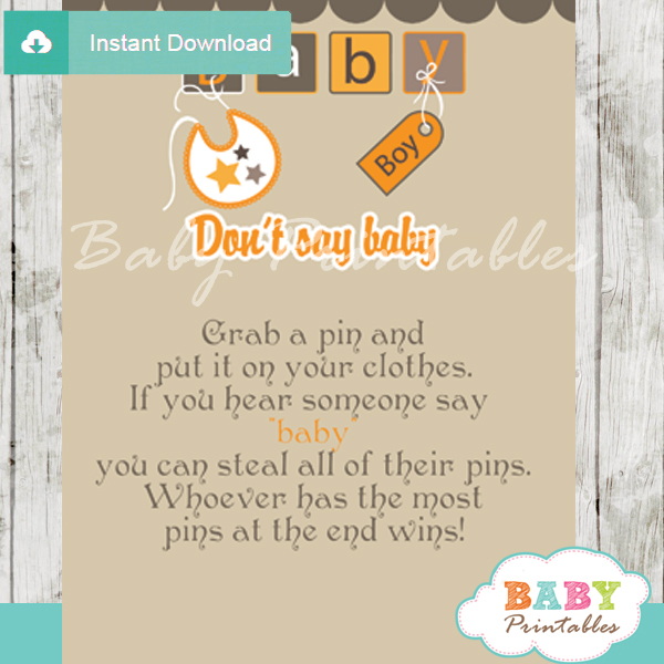 printable baby blocks letters theme Dont Say Baby Game pdf