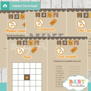 printable baby blocks themed baby shower games package