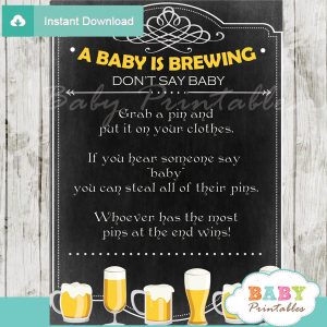 printable baby is brewing theme Dont Say Baby Game pdf