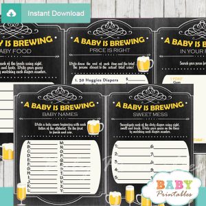 printable baby is brewing babyq baby shower fun games ideas