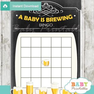 printable baby is brewing themed baby shower bingo games cards