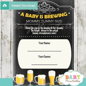 baby is brewing printable Baby Shower Game Guess the Mommy's Tummy Size