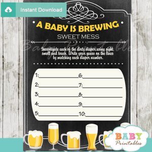 baby is brewing themed Baby Shower Game What's That Sweet Mess Dirty Diaper Shower Game