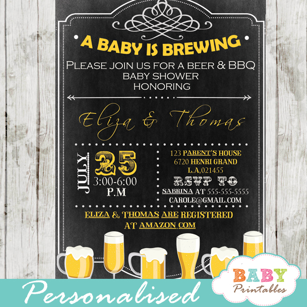diy baby brewing beer couples baby shower invitation printable