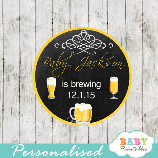 babyq beer brewing baby shower tags labels