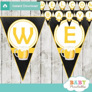 printable welcome baby brewing beer bbq decoration baby shower banner