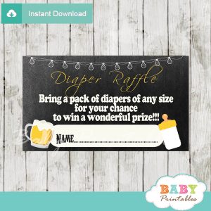 printable beer bbq diaper raffle game cards baby shower