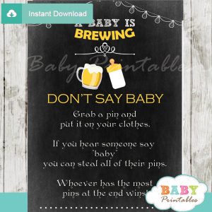 printable beer bbq theme Dont Say Baby Game pdf