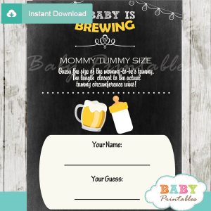 beer bbq printable Baby Shower Game Guess the Mommy's Tummy Size