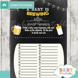 printable beer bbq Name Race Baby Shower Game cards