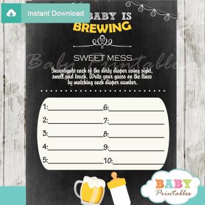 beer bbq themed Baby Shower Game What's That Sweet Mess Dirty Diaper Shower Game