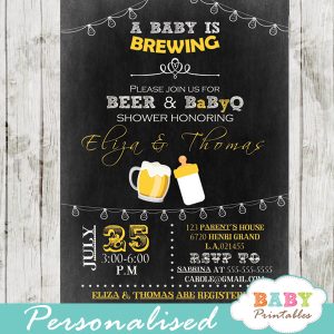 diy a baby is brewing beer couples baby shower invitation printable