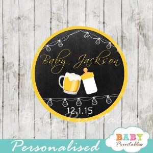 beer themed baby shower tags labels