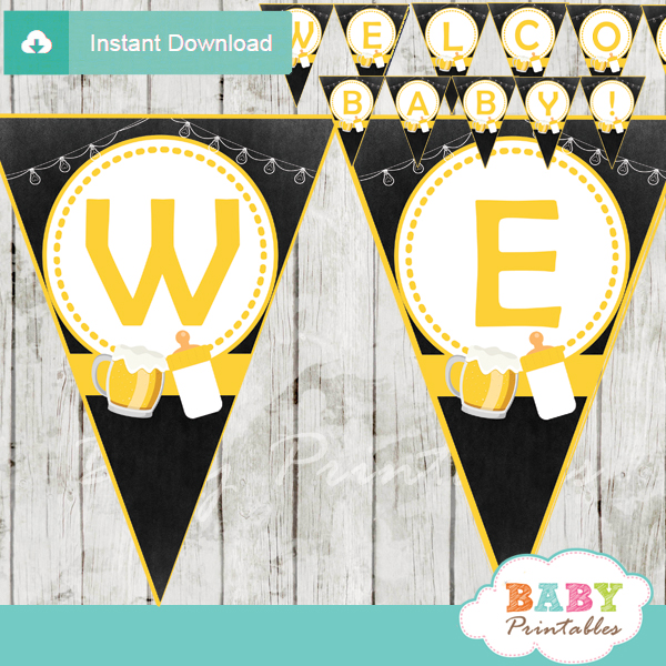 printable welcome beer bbq decoration baby shower banner