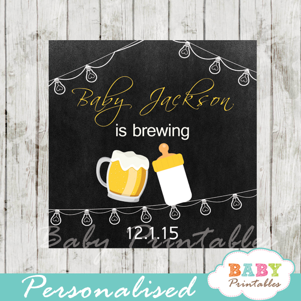 printable baby is brewing beer bbq baby shower gift labels