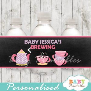 custom tea party baby shower bottle wrappers diy online