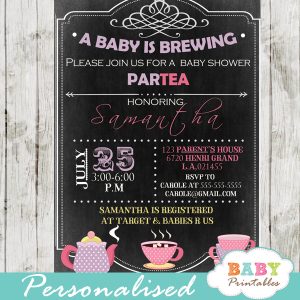diy a baby is brewing tea party baby shower invitation printable
