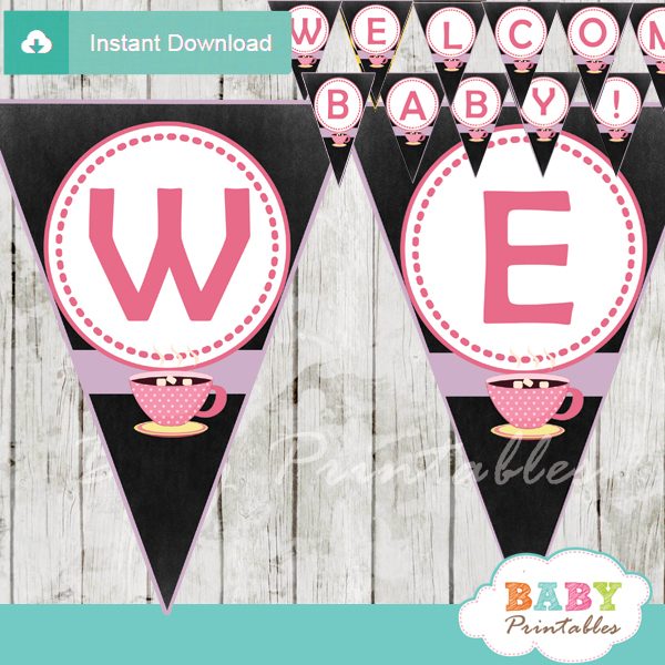 A Baby Is Brewing Tea Baby Shower Banner D157 Baby Printables