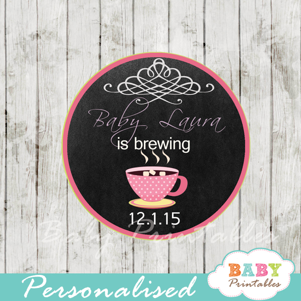 tea themed baby shower tags labels