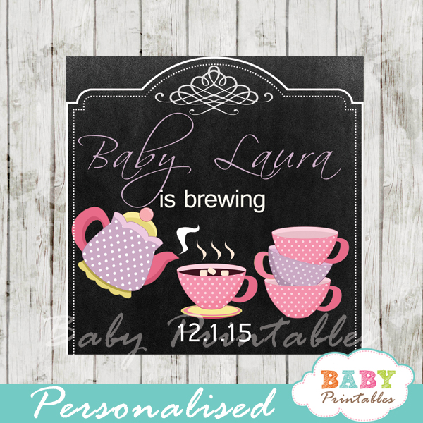 printable girl tea party baby shower gift labels