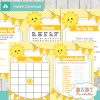 printable yellow chevron sunshine themed baby shower games package