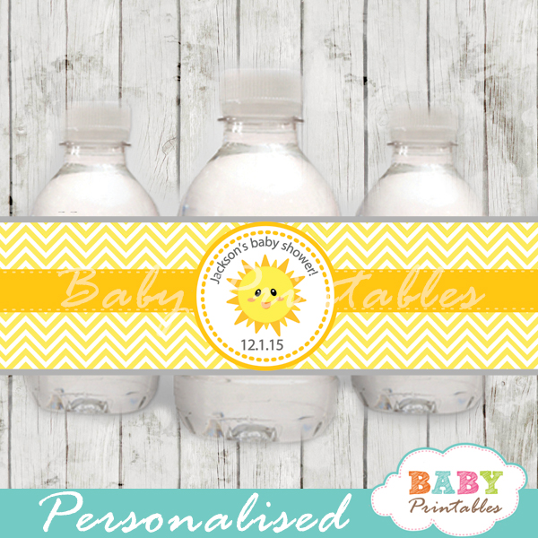 custom yellow chevron sunshine baby shower bottle wrappers diy online
