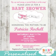 Pink Airplane Baby Shower Invitation Girls - D166 - Baby Printables