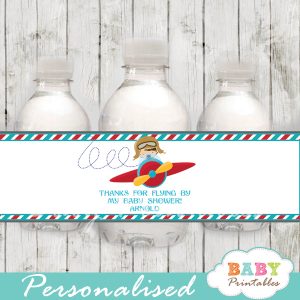 custom little aviator baby shower bottle wrappers diy
