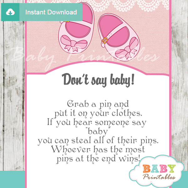 games baby shower theme mustache Baby 170 Shoes Shower Don't Baby Say Games Girl Baby Pink