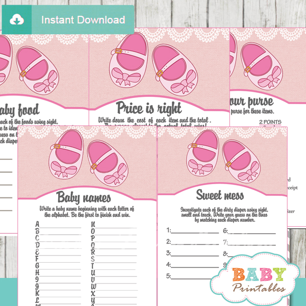 Pink Baby Shoes Baby Shower Games - D170 - Baby Printables