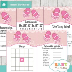 Pink Baby Shoes Baby Shower Games - D170 - Baby Printables