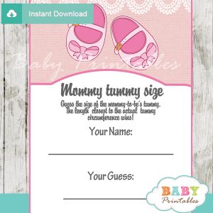baby girl shoes printable Baby Shower Game Guess the Mommy's Tummy Size