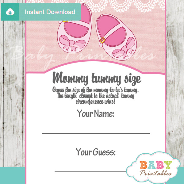 170 Pink Baby Girl Shoes Baby Shower Games mommy tummy size