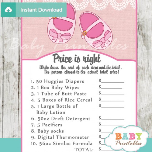 Pink Baby Shoes Baby Shower Games - D170 - Baby Printables