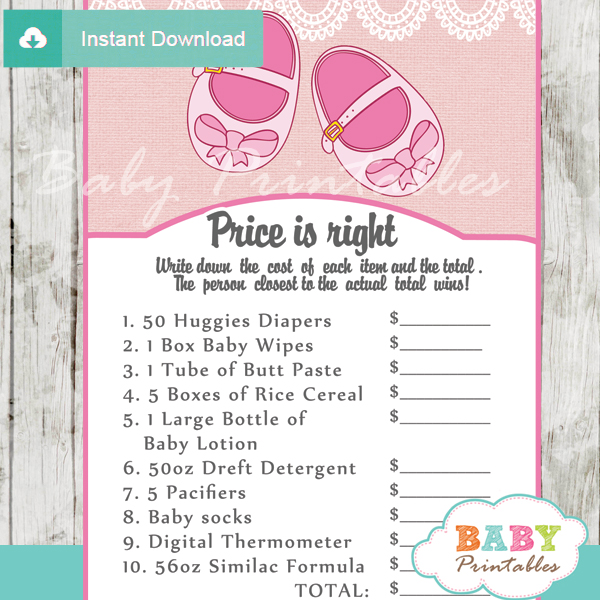 Pink Baby Shoes Baby Shower Games Bundle – D170