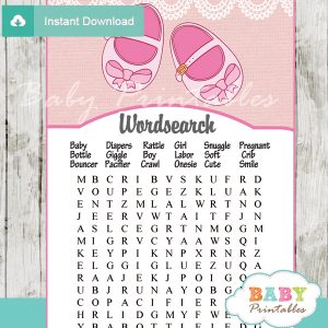 baby shoes printable baby shower word search puzzles