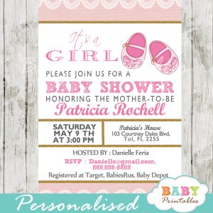 printable pink baby shoes baby shower invitation for girls